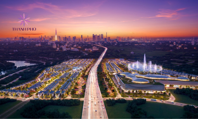 Thanh Phú Centre Point về đêm nổi bật bên trục giao thông huyết mạch